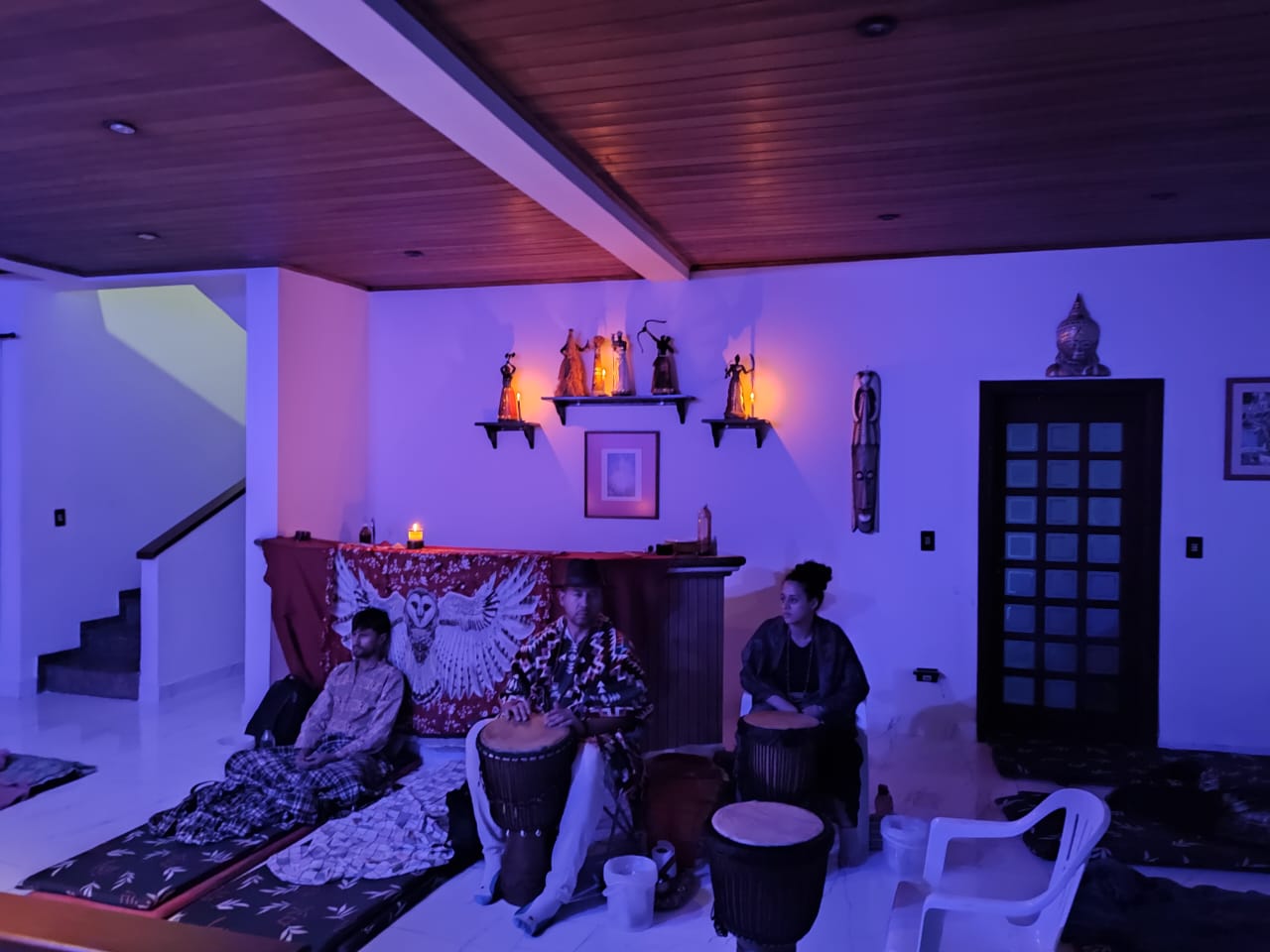 Roda de tambores durante um trabalho